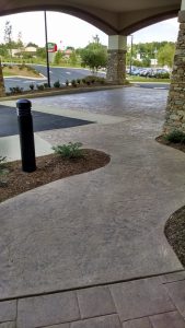 Marriott Courtyard Asheville Airport Receives Bomanite Stamped Concrete English Sidelwalk Slate Enteryway and Running Bond Used Brick Terrace in North Carolina 