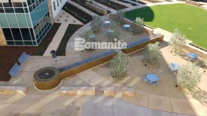 Clovis Community Medical Center Creates Cancer Institute Healing Garden Water Fountain with Bomanite Coloration Systems Integrally Colored Concrete by Heritage Bomanite