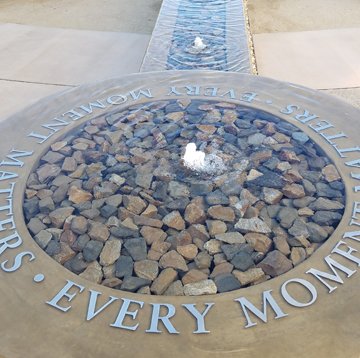 Clovis Community Medical Center Creates Cancer Institute Healing Garden Water Fountain with Bomanite Coloration Systems Integrally Colored Concrete by Heritage Bomanite