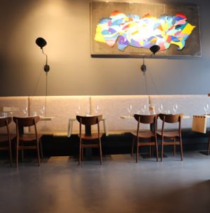 Elmwood Restaurant Renovates with a Sophisticated Bomanite Micro-Top Interior Concrete Flooring System installed by Musselman & Hall Contractors, Kansas City, MO