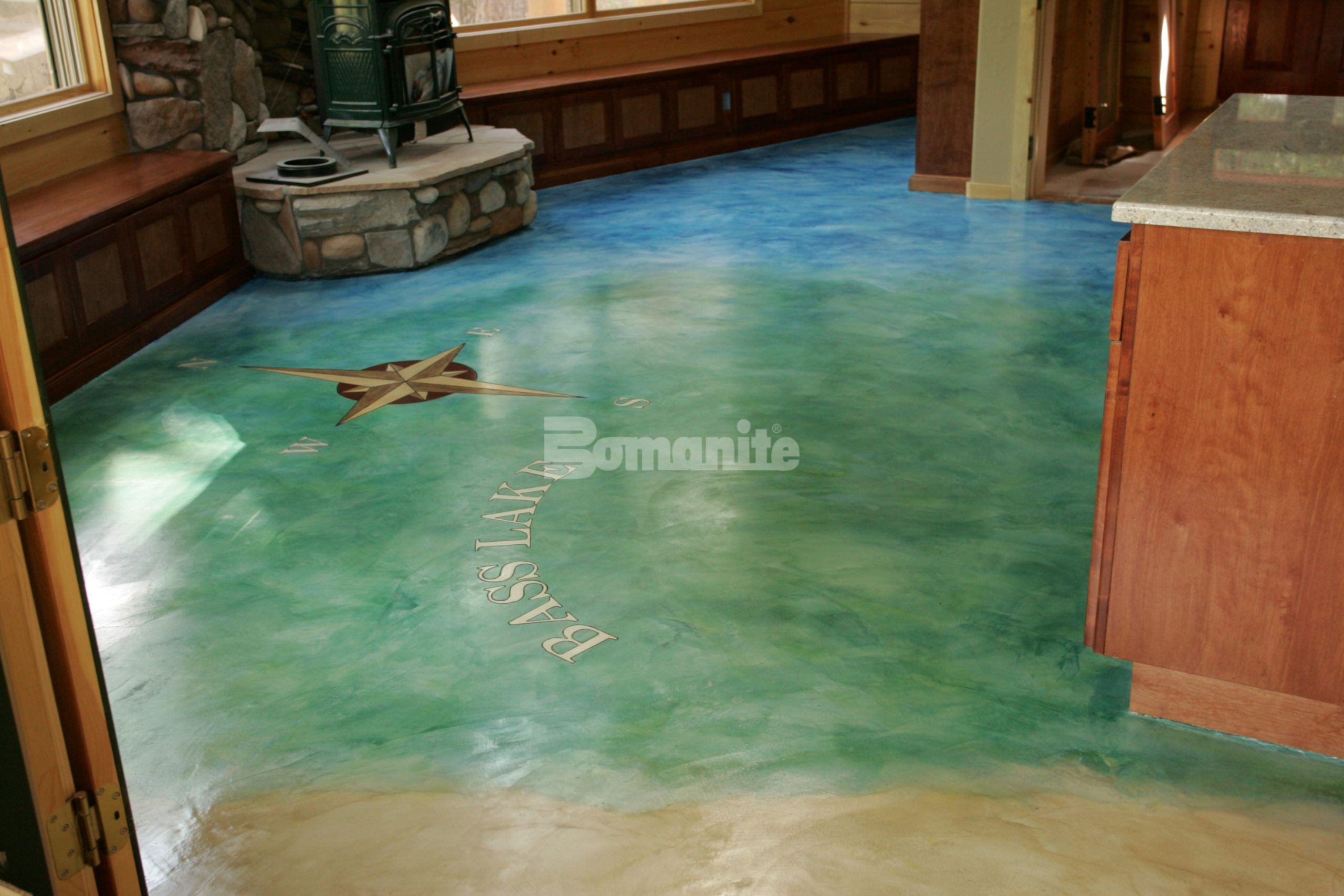 Working with the Homowner, Heritage Bomanite created a feeling of water and sand with the Bomanite Micro-Top System as the base and Bomanite Con-Color as the water and sand elements