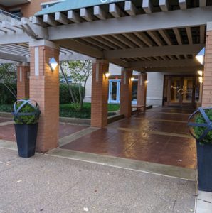Residence Condominiums in Clayton, MO installed the best of the Bomanite systems using Bomanite Imprinted Concrete with the Bomanite Sandscape Texture Finish to create a beautiful stylish functional driveway and entryway installed by Musselman & Hall Contractors, LLC