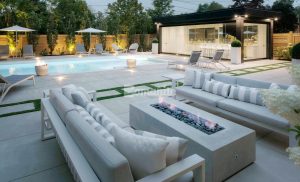 The Homeowners sought out Bomanite Toronto in Canada for a sleek backyard pool deck using the Bomanite Sandscape Refined Exposed Aggregate System
