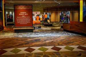 The Choctaw Cultural Center located in Durant Oklahoma chose the Bomanite Revealed Exposed Aggregate System for the interior entrance flooring to compliment other flooring material and create a traditional Choctaw design