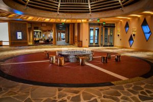 The Choctaw Cultural Center located in Durant Oklahoma chose the Bomanite Revealed Exposed Aggregate System for the interior entrance flooring to compliment other flooring material and create a traditional Choctaw design