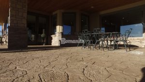 Bomanite Canyon Stone imprinted concrete patio provides beautiful backyard retreat for homeowners