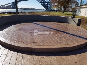 Beyond Concrete installs Bomanite Imprint Systems Boardwalk Pattern at Dennis Collins Park concrete patio areas.