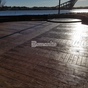 Beyond Concrete installs Bomanite Imprint Systems Boardwalk Pattern at Dennis Collins Park concrete patio areas.
