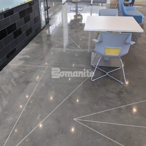 Musselman & Hall magnified the design theme at Colbern Road Library Center by installing Bomanite Custom Polishing Systems utilizing Bomanite VitraFlor.