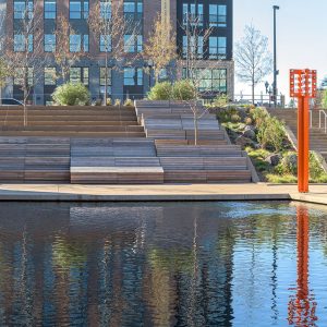 Musselman and Hall installed Bomanite Revealed for the Omaha Riverfront Revitalization project in Omaha, NE, receiving the GRAND AWARD at the Bomanite Decorative Concrete Awards.