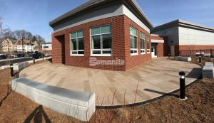 Bomanite Sandscape Texture decorative concrete is used to create plank effect in renovation at Chamberlain Elementary by Connecticut Bomanite.