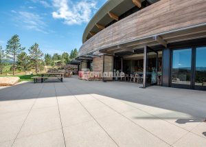 Lone Rock Retreat in Bailey, CO, showcases a stunning installation of Bomanite Sandscape decorative concrete that was expertly installed by Colorado Hardscapes.