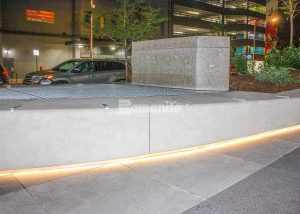 Republic Plaza in downtown Denver, Colorado features a stunning installation of Bomanite Sandscape Refined cast-in-place benches and planter walls by Bomanite Licensee Colorado Hardscapes.