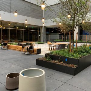 Belarde Company installed Bomanite Sandscape Texture decorative concrete at 800 5th Ave in Seattle, WA.