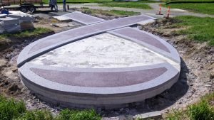 Musselman and Hall installed Bomanite Revealed decorative concrete at Mosaic Life Care Center Ribbon Pavilion.