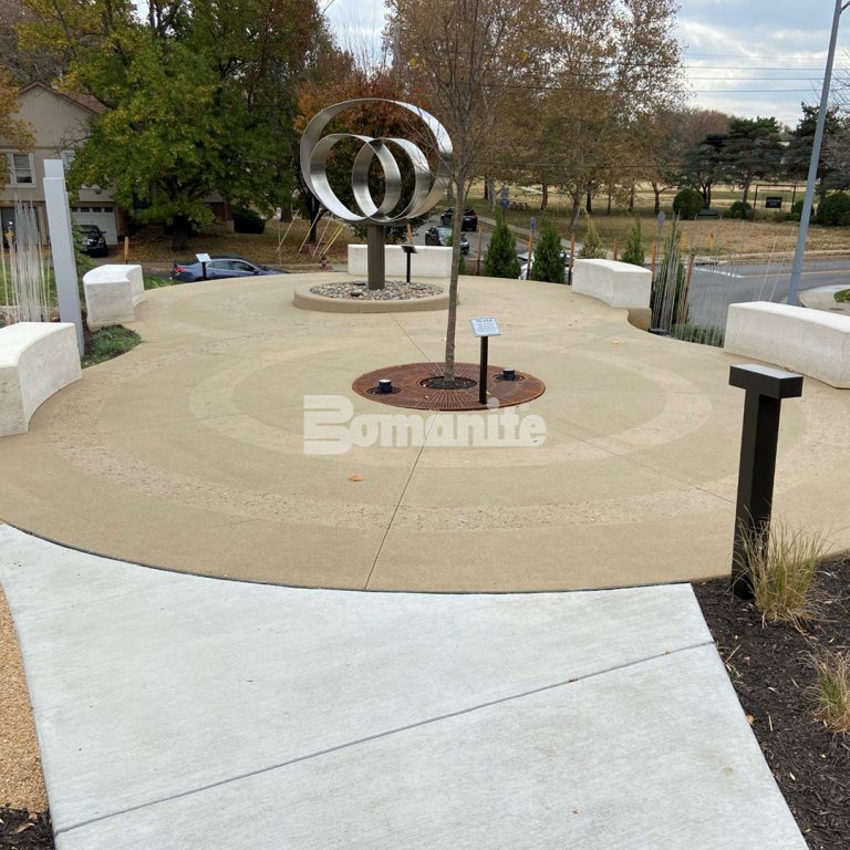 Musselman & Hall installed Bomanite Sandscape Texture decorative sandblasted concrete on Midwest Transplant Memorial Plaza.