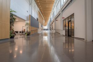 Bomanite Belcolore decorative concrete installed at Lee’s Summit High School, MO, by Musselman & Hall Contractors.