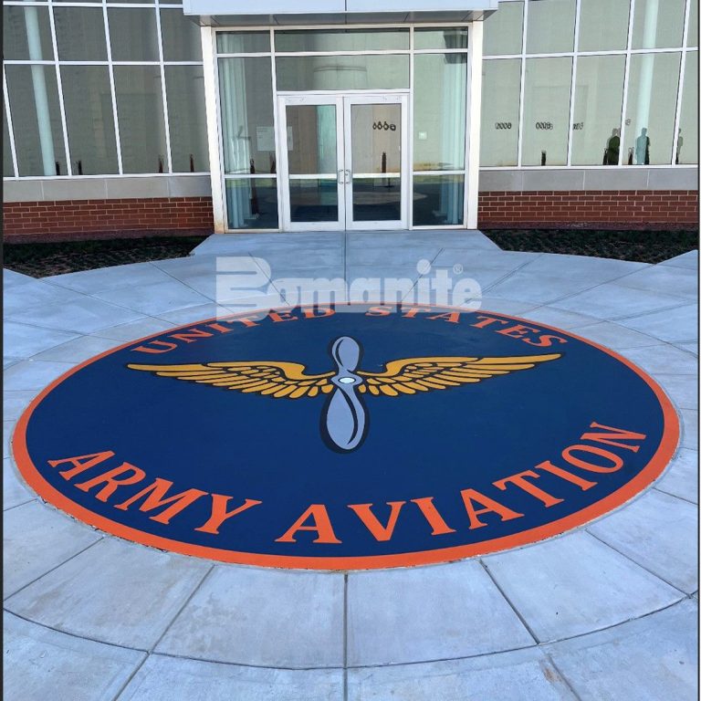 Jeffco Concrete Contractors installed an Army Aviation Logo using Bomanite Micro-Top XT at Fort Rucker, AL.