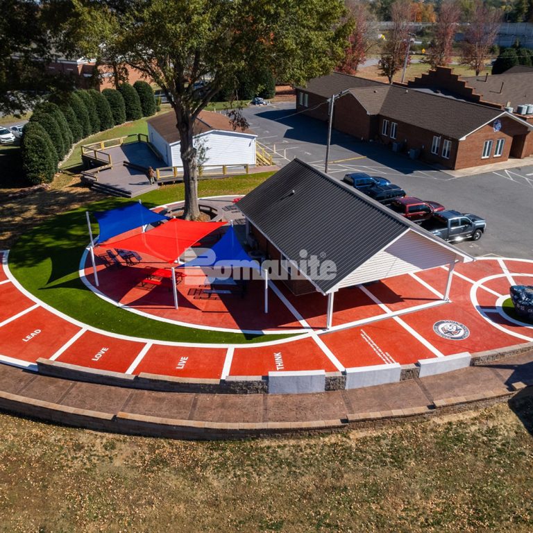 Carolina Bomanite installed Statesville Christian School Lion’s Plaza area featuring Bomanite Micro-Top XT.