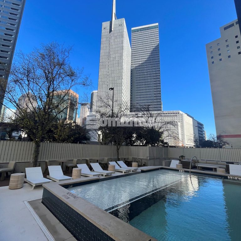Santander Tower pool deck in Dallas, TX, using Bomanite Revealed installed by Texas Bomanite.