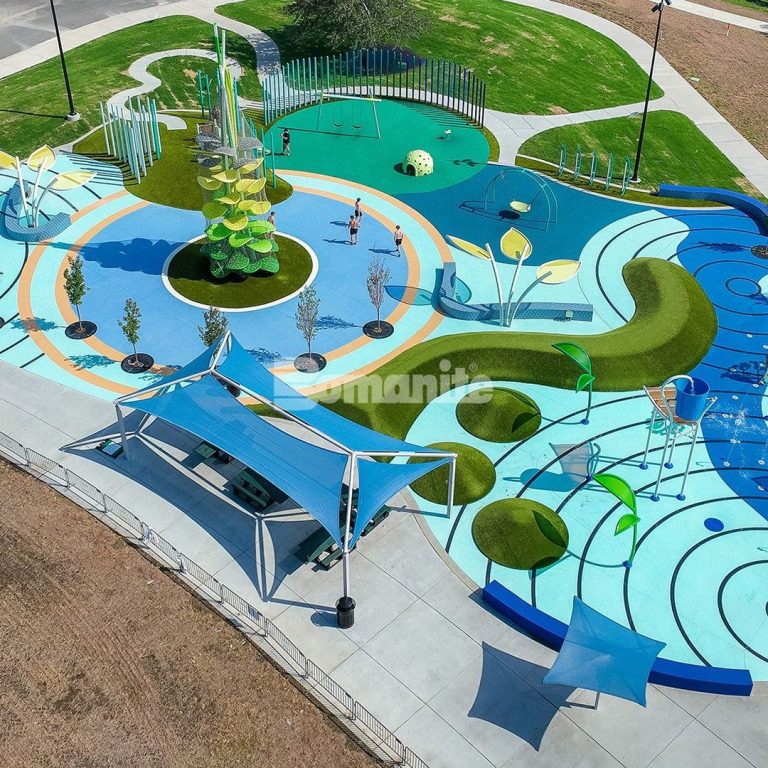 Musselman & Hall installed decorative concrete using Bomanite Micro-Top ST at Andover Splash Park, KS.