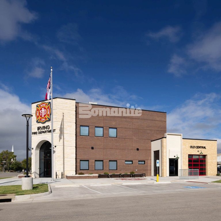 Bomanite Micro-Top and Bomanite Sandscape Texture at Irving Fire Station installed by Texas Bomanite.