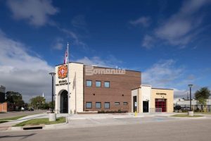 Bomanite Micro-Top and Bomanite Sandscape Texture at Irving Fire Station installed by Texas Bomanite.