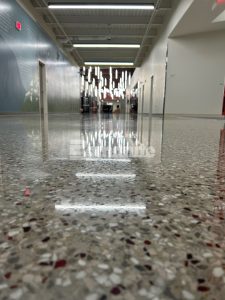 Decorative concrete featuring Bomanite Renaissance by Musselman & Hall at Rushton Elementary.