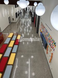 Decorative concrete featuring Bomanite Renaissance by Musselman & Hall at Rushton Elementary.