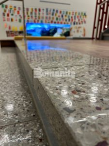 Decorative concrete featuring Bomanite Renaissance by Musselman & Hall at Rushton Elementary.