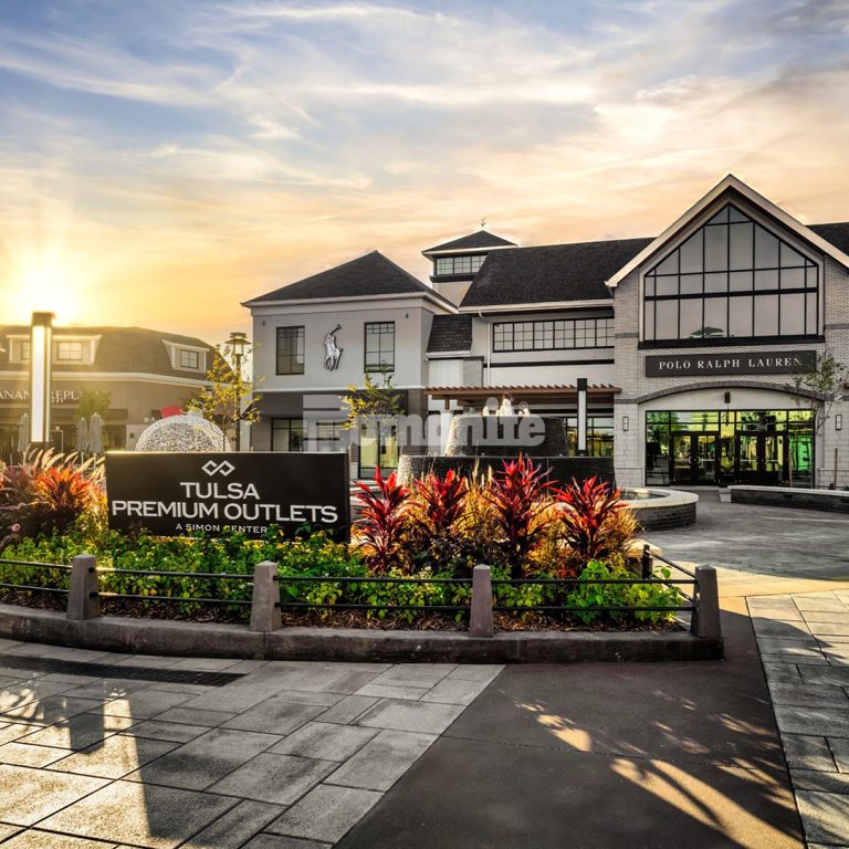 Bomanite Sandscape Texture walkways at Tulsa Premium Outlets in Jenks, OK, installed by Bomanite of Tulsa.