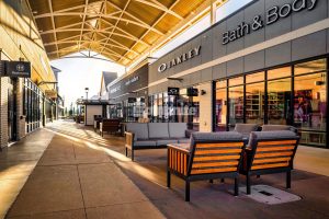 Bomanite Sandscape Texture walkways at Tulsa Premium Outlets in Jenks, OK, installed by Bomanite of Tulsa.